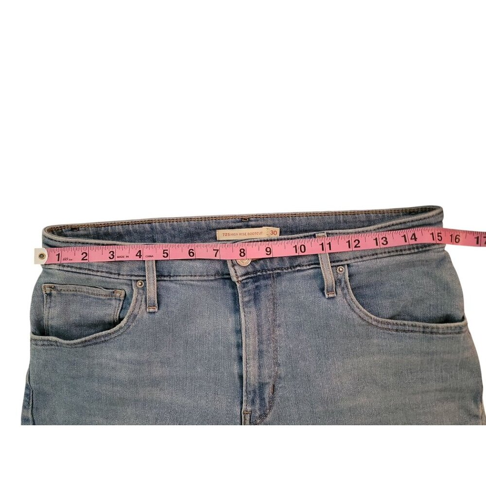 Levis Womens 725 High Rise Cut-off Denim Shorts Size 30 Blue - Picture 5 of 7